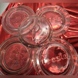Vintage Canning Lid Lot - 6 Clear Glass Lids Mason, Presto, Kerr, Anchor Hocking